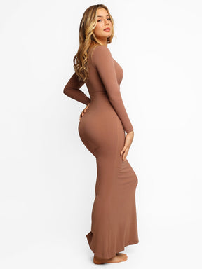 Robe longue de détente à manches longues avec effet gainant intégré