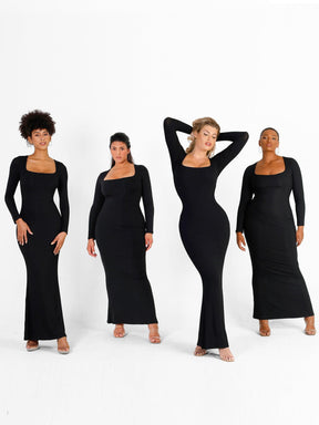 Robe longue de détente à manches longues avec effet gainant intégré