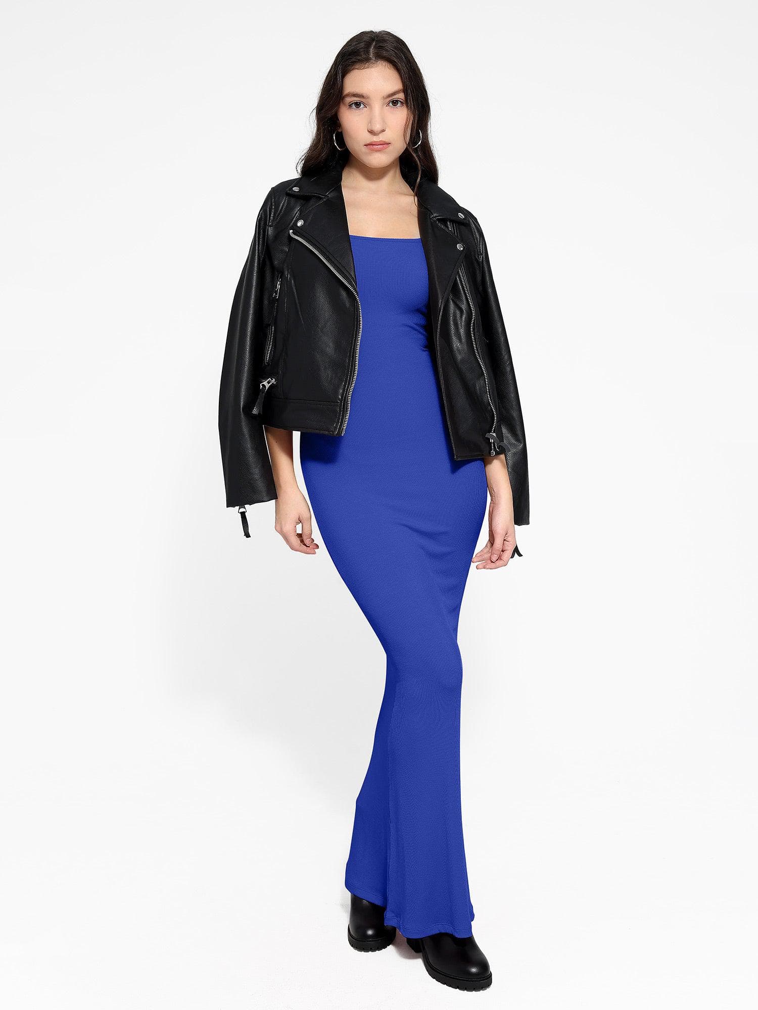 Robe longue de détente à manches longues avec effet gainant intégré