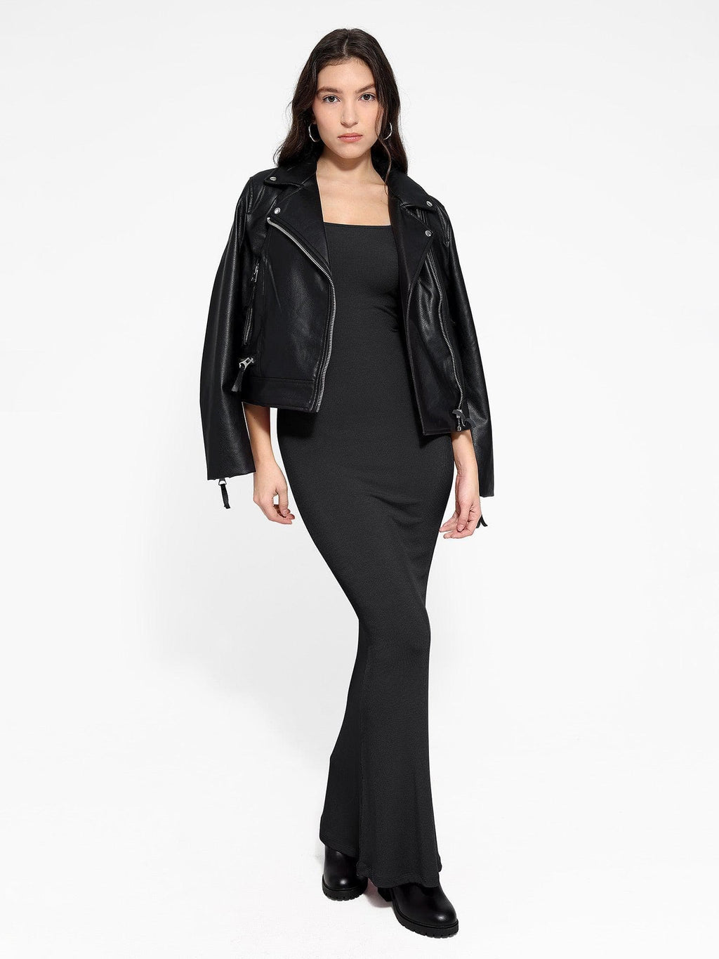 Built-In Shapewear Long Sleeve Maxi Lounge Dress