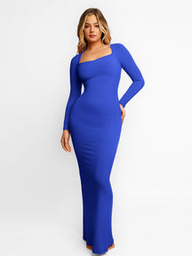 Robe longue de détente à manches longues avec effet gainant intégré