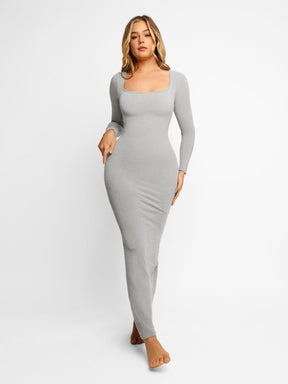 Robe longue de détente à manches longues avec effet gainant intégré